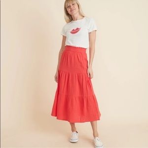 Marine Layer Corinne Maxi Skirt in Poppy Red - Medium